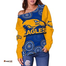 West Coast Eagles Women's Off Shoulder Sweater Special Aboriginal Style