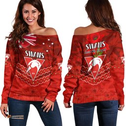 Swans Football ANZAC Women Off Shoulder Sweater Lest We Forget