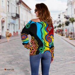 Off Shoulder Sweater Aboriginal Sweater Blue Dream