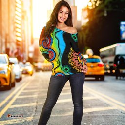 Off Shoulder Sweater Aboriginal Sweater Blue Dream