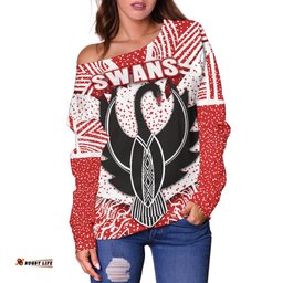 Sydney Women Off Shoulder Sweater Indigenous Swans