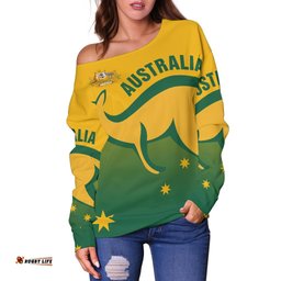 Off Shoulder Sweater Kangaroo Sweater Australian Coat Of Arms