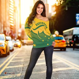 Off Shoulder Sweater Kangaroo Sweater Australian Coat Of Arms