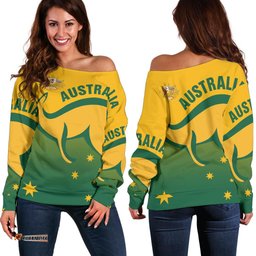 Off Shoulder Sweater Kangaroo Sweater Australian Coat Of Arms