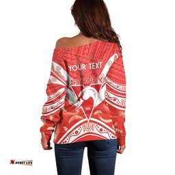 Personalised Swans Football Off Shoulder Sweater 2024 Swannies Mascot Go Champions