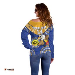 Custom AFL Eagles NAIDOC Week Off Shoulder Sweater Keep The Fire Burning Indigenous Art