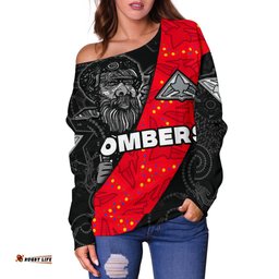 Custom Personalised Bombers Naidoc Week Women's Off Shoulder Sweater Essendon Ingenious Spesial Version Custom Text and Number 07