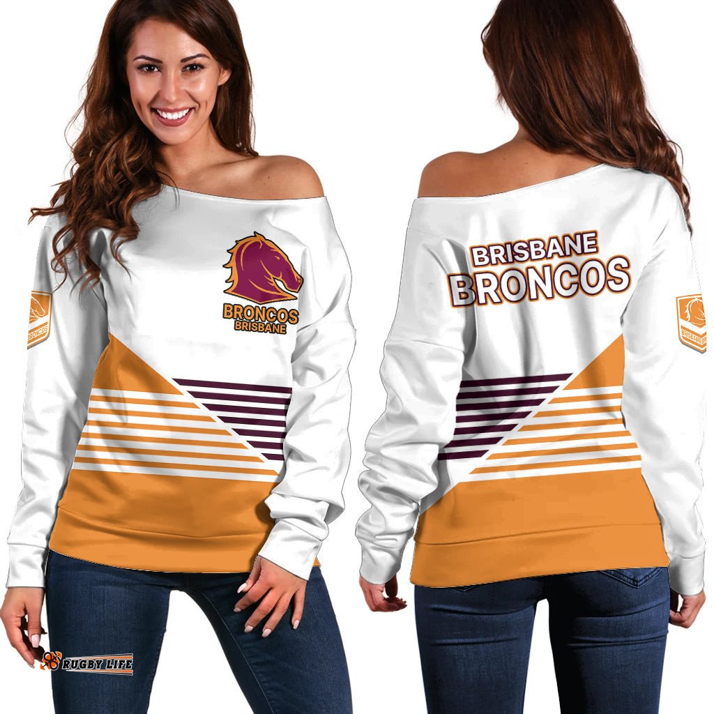 Brisbane Broncos NRL Off Shoulder Sweater No1