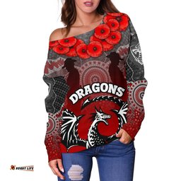 Dragons Women's Off Shoulder Sweater St. George Anzac Day
