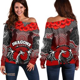 Dragons Women's Off Shoulder Sweater St. George Anzac Day