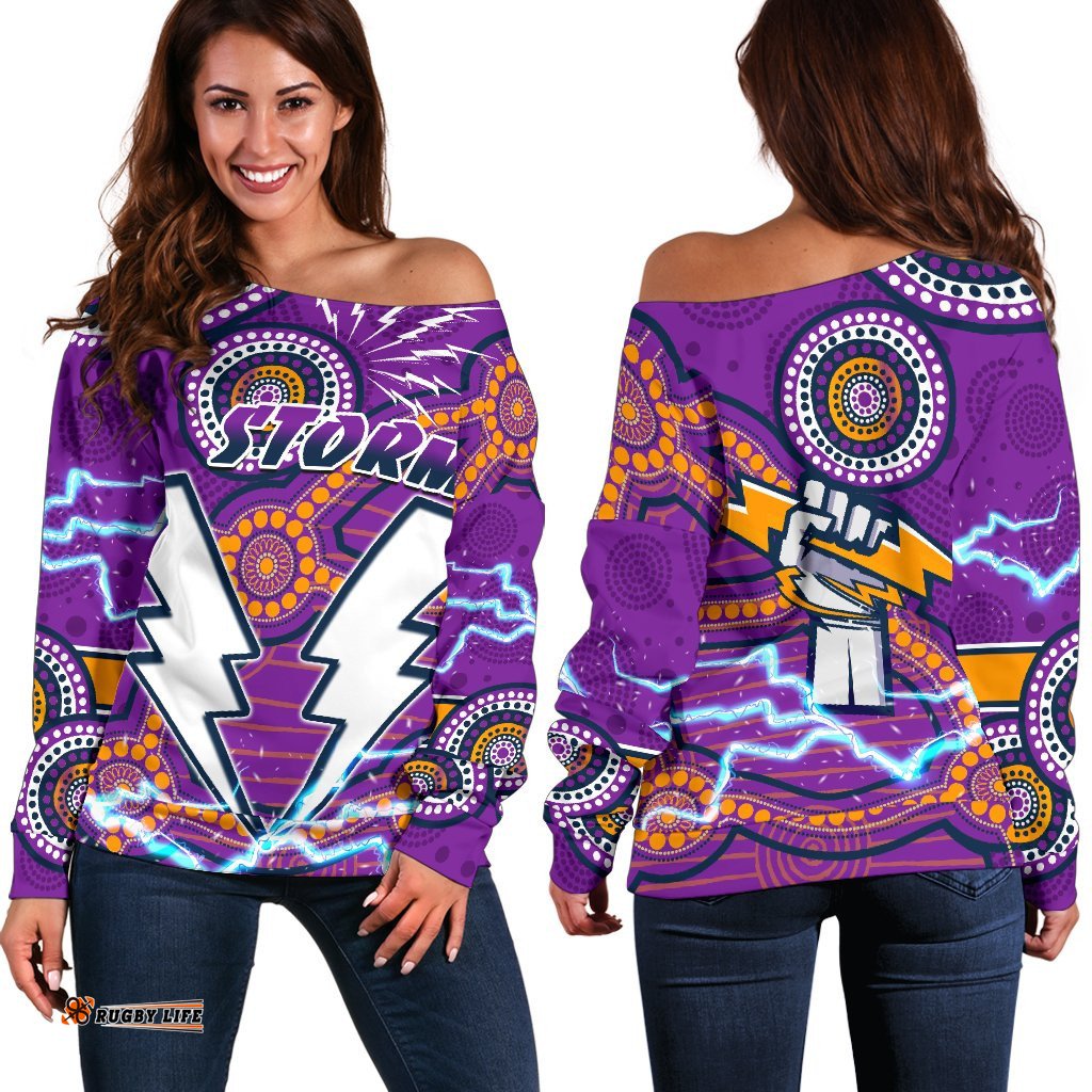 Storm Women Off Shoulder Sweater Melbourne Indigenous Thunder