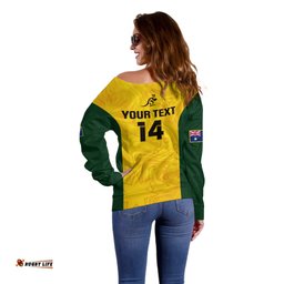 Personalised Australia Rugby Off Shoulder Sweater Go Wallaroos Pacific Simple Version 2023