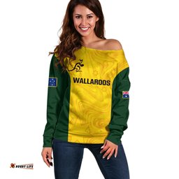 Personalised Australia Rugby Off Shoulder Sweater Go Wallaroos Pacific Simple Version 2023