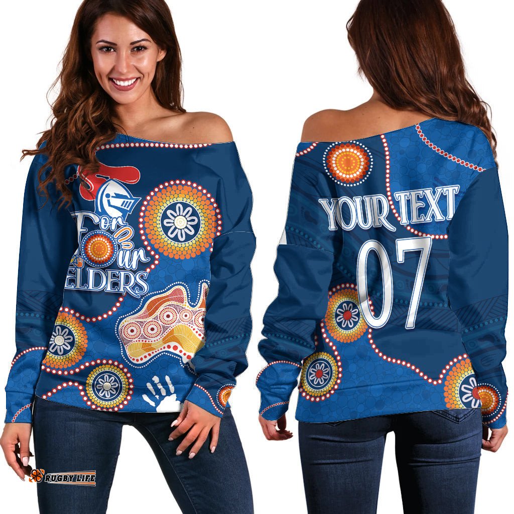 Personalised NAIDOC Week NRL Knights For Our Elders Off Shoulder Sweater