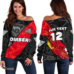 Custom Personalised Bombers Naidoc Week Women's Off Shoulder Sweater Essendon Ingenious Spesial Version Custom Text and Number 06
