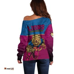 AFL Lions Champions Off Shoulder Sweater Proud Brisbane Aboriginal Vibe