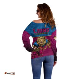 AFL Lions Champions Off Shoulder Sweater Proud Brisbane Aboriginal Vibe