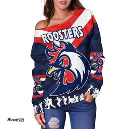 Sydney Women's Off Shoulder Sweater Roosters Anzac Style