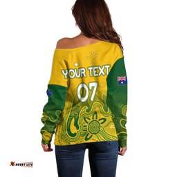 Personalised Australia Soccer Indigenous Off Shoulder Sweater Women World Cup Matildas Gradient Ver.