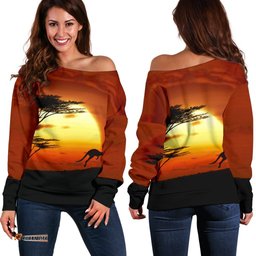 Off Shoulder Sweater Kangaroo Sweater Sunset Ver01