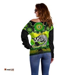 Personalised Australia Gemini Sugar Gilder Zodiac Off Shoulder Sweater Auz Astrology Aboriginal Green
