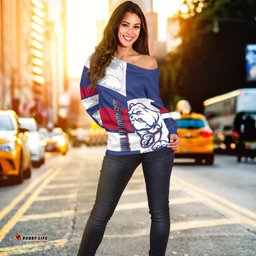 Western Bulldogs Off Shoulder Sweater Half Blue White Style