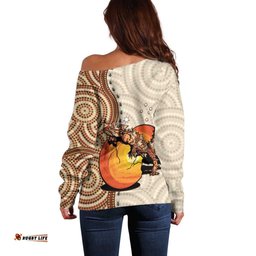 Thorny Devil Australia Off Shoulder Sweater Baby Moloch Horridus With Ants Aboriginal Art
