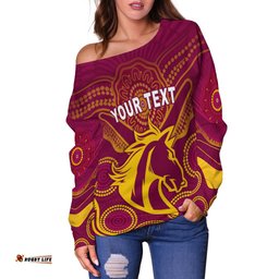 Custom Personalised Broncos Indigenous Off Shoulder Sweater
