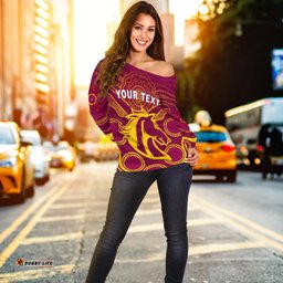 Custom Personalised Broncos Indigenous Off Shoulder Sweater