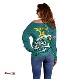 Custom Australia Water Polo 2024 Off Shoulder Sweater Aussie Shark Sporty Version