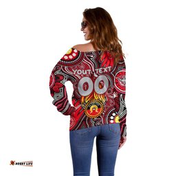 Personalised NAIDOC Week 2024 Essendon Bombers Off Shoulder Sweater Australian Aboriginal Hand Painting