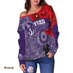 Custom Personalised Freo Dockers Indigenous Anzac Day Off Shoulder Sweater We Will Remember