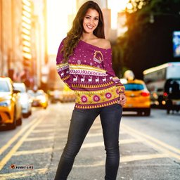 Custom Personalised Broncos Aboriginal Off Shoulder Sweater Christmas Brisbane