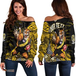 Custom Personalised Richmond Football Off Shoulder Sweater Aboriginal Go The Tigers Mascot