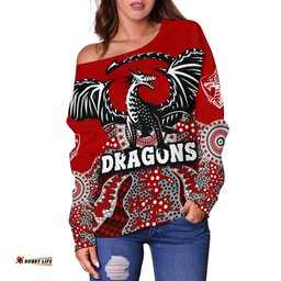 Custom Personalised Dragons Women's Off Shoulder Sweater St. George Aboriginal