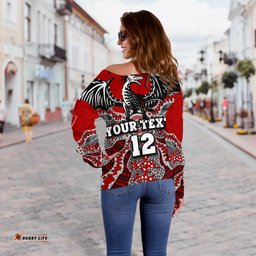 Custom Personalised Dragons Women's Off Shoulder Sweater St. George Aboriginal
