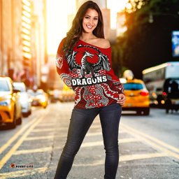Custom Personalised Dragons Women's Off Shoulder Sweater St. George Aboriginal