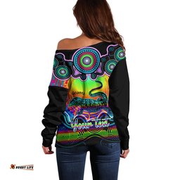 Personalised Australia Capricorn Goanna Zodiac Off Shoulder Sweater Auz Astrology Aboriginal Rainbow