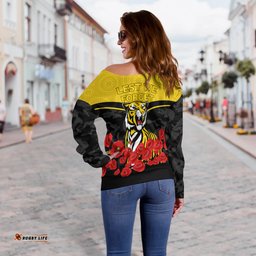 Richmond Anzac Day Indigenous Art Women Off Shoulder Sweater