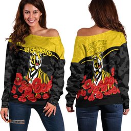 Richmond Anzac Day Indigenous Art Women Off Shoulder Sweater