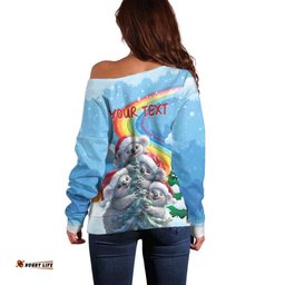 Personalised Australia Koala Christmas Off Shoulder Sweater Santa Claus Ho Ho Ho