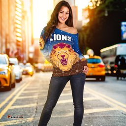 Brisbane Lions Women Off Shoulder Sweater Simple Indigenous