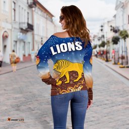 Brisbane Lions Women Off Shoulder Sweater Simple Indigenous