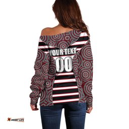 AFL Saints Off Shoulder Sweater Mix Dot Aboriginal