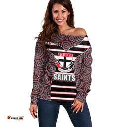 AFL Saints Off Shoulder Sweater Mix Dot Aboriginal