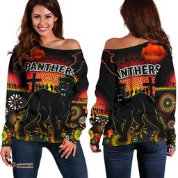 Penrith Women Off Shoulder Sweater Indigenous Panthers Anzac Day Lest We Forget 09