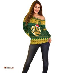 Personalised Australia Matildas Christmas Off Shoulder Sweater Merry Xmas National Color