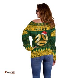 Personalised Australia Matildas Christmas Off Shoulder Sweater Merry Xmas National Color