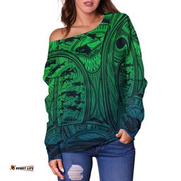 Torres Strait Islanders Off Shoulder Sweater Ocean Art