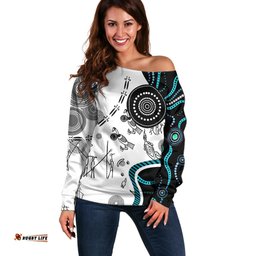 Aboriginal Pattern Torest Strait Island Off Shoulder Sweater